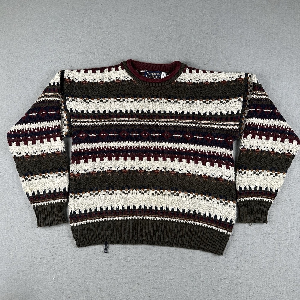 Vintage Northeast Outfitters Nordic Pattern Sweater Mens L Cotton Geometric Knit